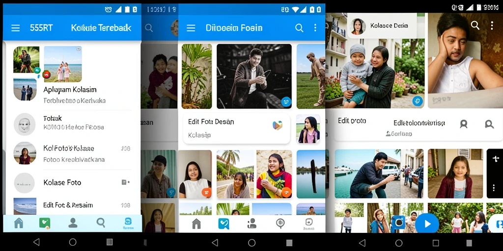 Antarmuka aplikasi 55RT untuk membuat kolase foto yang menarik.