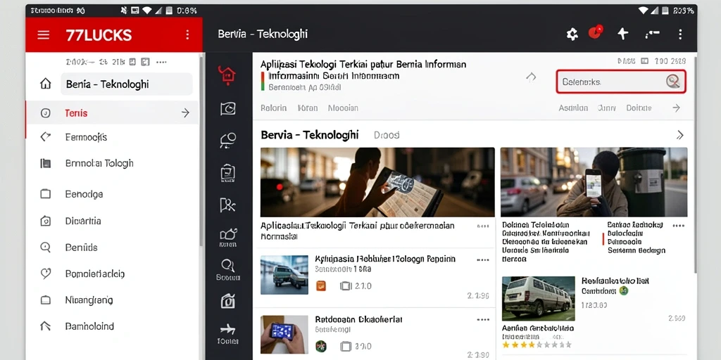 Tampilan antarmuka aplikasi 77LUCKS yang modern dan fungsional.