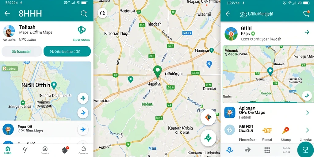 Tampilan antarmuka 8HHH dengan peta GPS Offline yang jelas dan informatif.