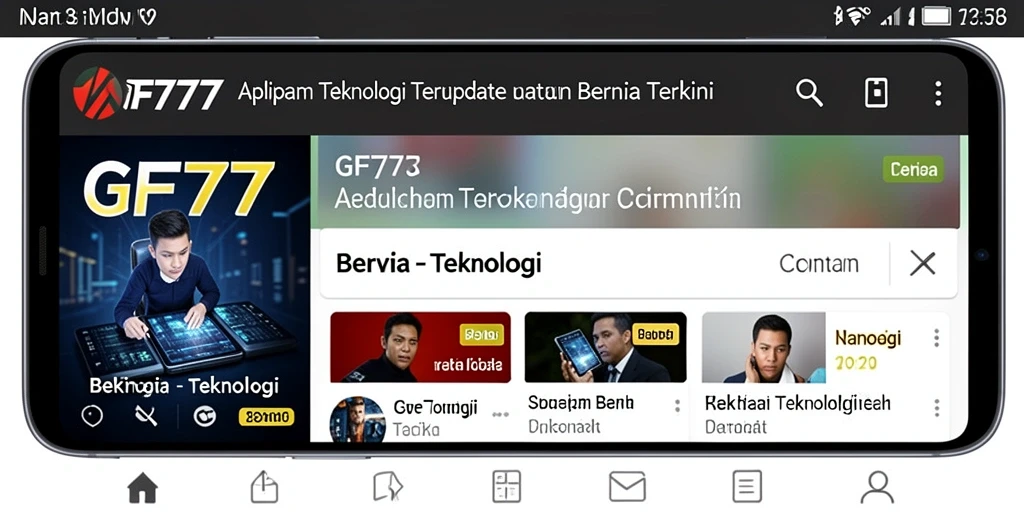 Antarmuka GF777 menampilkan berita teknologi terbaru secara jelas dan informatif.