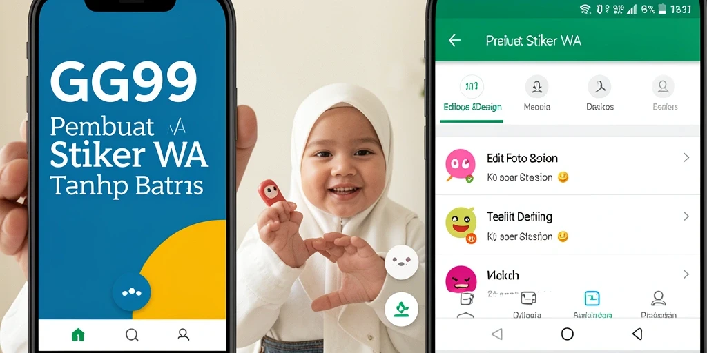 Tampilan antarmuka pengguna GG99 untuk pembuatan stiker WA.