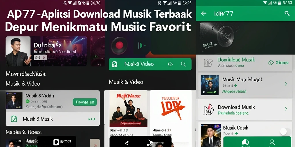 Screenshot aplikasi IDR77 menampilkan antarmuka yang ramah pengguna untuk Download Musik.