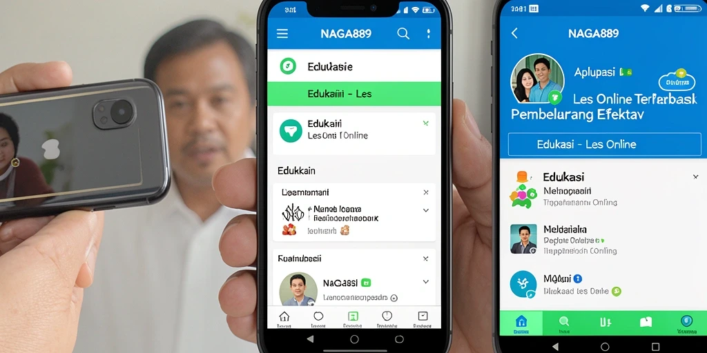 Tampilan antarmuka aplikasi NAGA889 untuk Les Online yang intuitif.