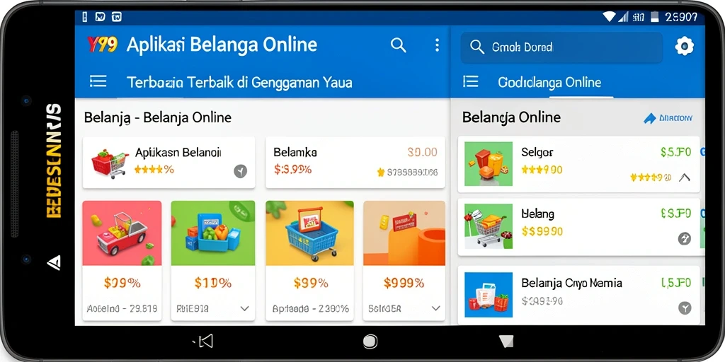 Tampilan antarmuka aplikasi Y89 untuk Belanja Online yang sederhana dan efisien.