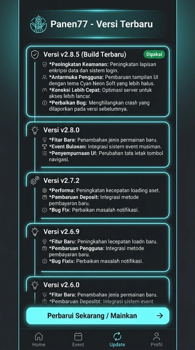 Riwayat Versi Aplikasi Panen77 untuk Pengguna Android